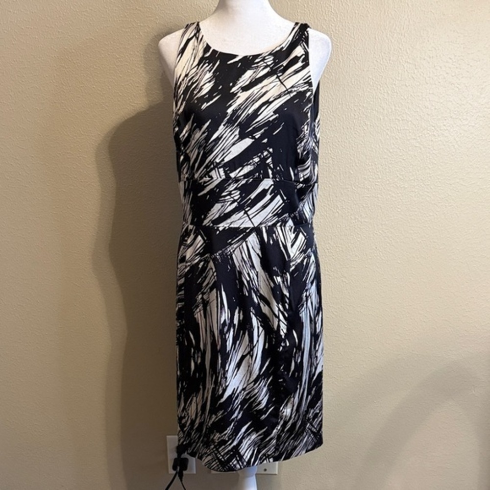 Ann Taylor Monochrome Brushstroke Midi Dress